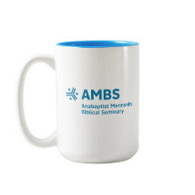Tvåtons mugg med AMBS logotyp