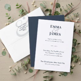 Tvåtons Navy Bröllopsinbjudan | QR-kod Inbjudningar