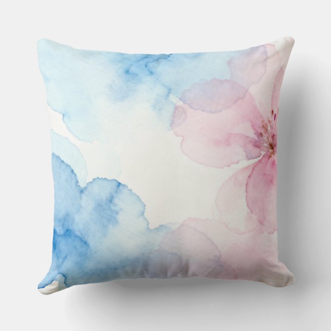 Tvåtons Vattenfärg Blommig Kudd Kudde (Baksida)