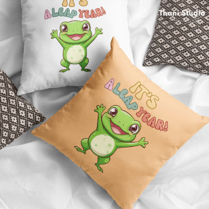 Tvåtonsblyårsjubileum Lycklig Frog Modern Vintage Kudde