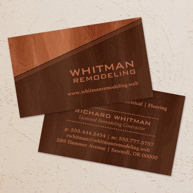 Tvåtonsbrickor, Professionell Visitkort (Two-Tone Brown Woodgrain Professional Business Card)