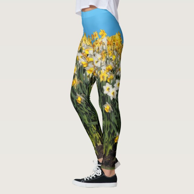 Tvåtonsfotografi med Floral fotografi Leggings (Vänster)