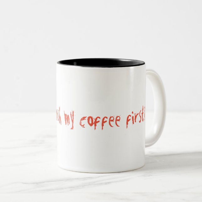 Tvåtonskaffe mugg med ord (Framsida höger)