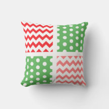 Tvåtonsröd/Grönt/vit Chevron/Polkadot