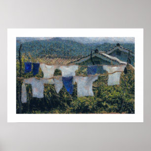 Tvätt Art Clothing Hanging on Line Poster