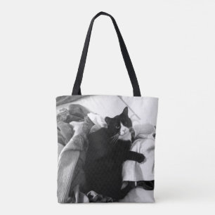 Tvätt Cat Tote Bag Tygkasse