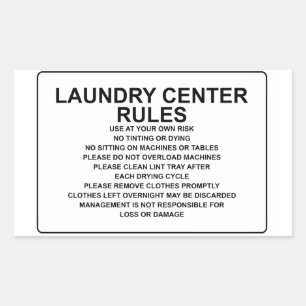 "Tvätt Center Regler Laundromat Overlay Black Rektangulärt Klistermärke