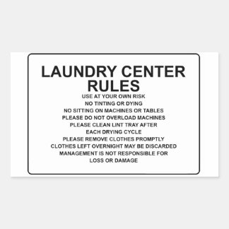 "Tvätt Center Regler Laundromat Overlay Black Rektangulärt Klistermärke
