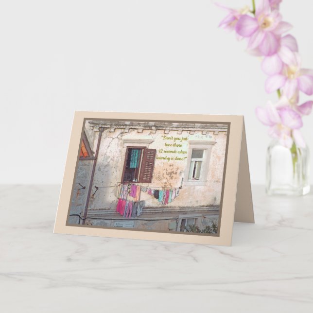 Tvätt Dag/färglöst tvätt utanför fönster Kort (Orkide)