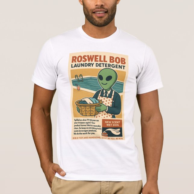 Tvätt Detergent Roswell Utomjordingars 1950's Retr T Shirt (Framsida)
