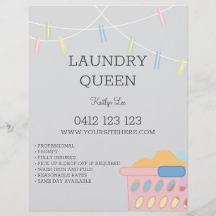 Tvätt Ironing Services Laundromat Reklamblad