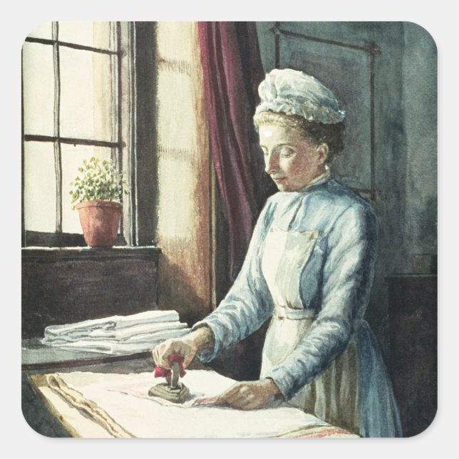 Tvätt Maid, 1880 Fyrkantigt Klistermärke (Framsida)