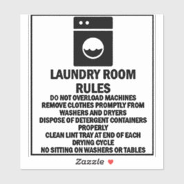 "Tvätt Room Regler Laundromat Black Sticker Klistermärken