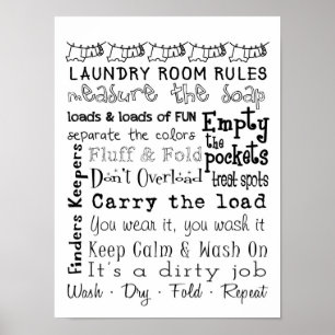Tvätt Room Regler Poster