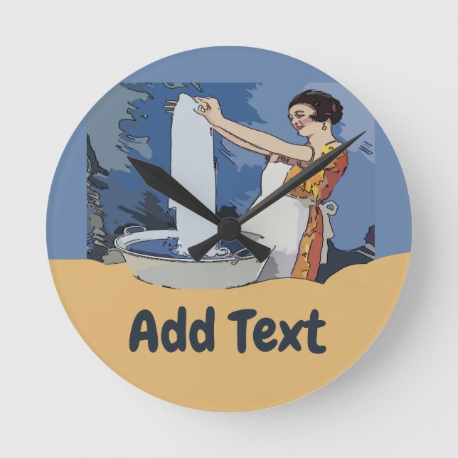 Tvätt Rumsklocka, lägg till namn eller text Rund Klocka (Framsida)