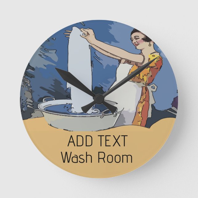 Tvätt Rumsklocka Rund Klocka (Framsida)