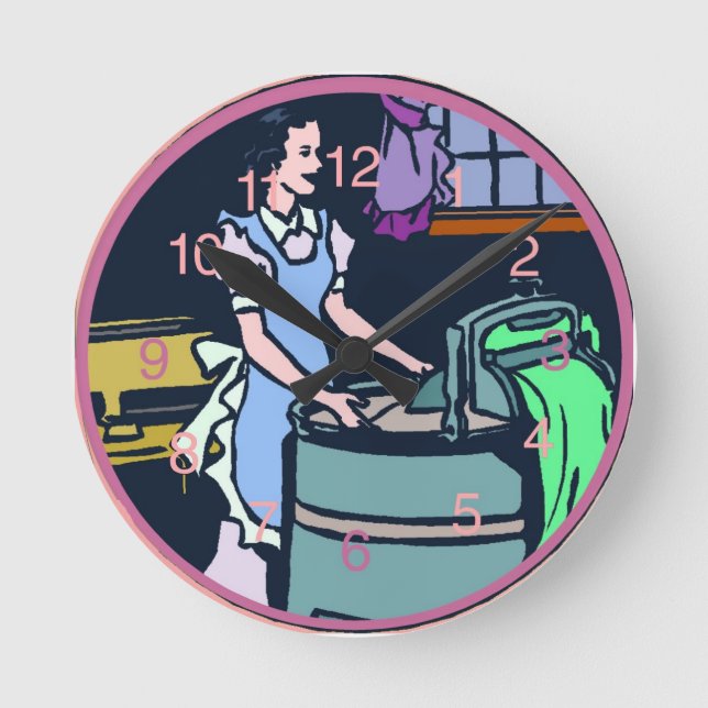 Tvätt Rumsklocka Rund Klocka (Framsida)