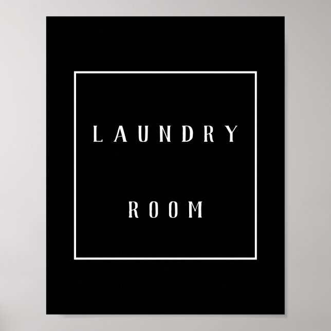 Tvätt rumsmonokroma minimalistisk typografi poster (Framsidan)