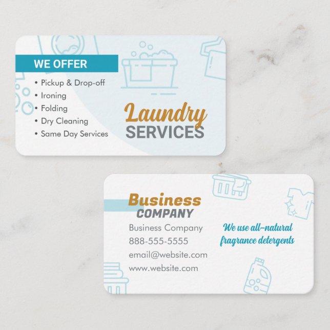 Tvätt Services Laundromat Dry Cleaners Visitkort (Fram/baksida)