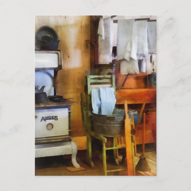 Tvätt Torkning i köket Vykort (Framsida)
