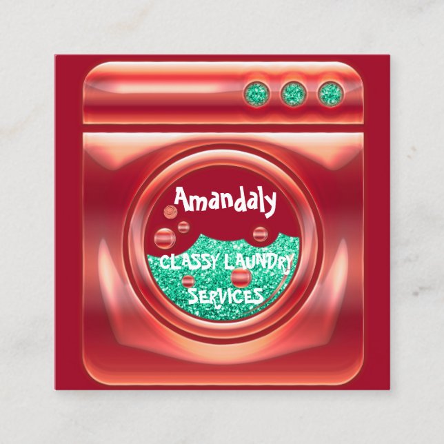 Tvätt Tvättande Maskin Home Städning QR-kod röd Fyrkantigt Visitkort (Framsida)