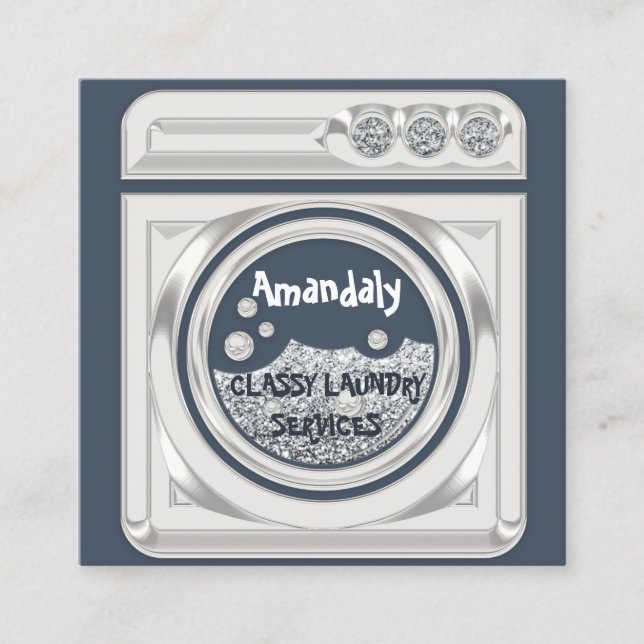 Tvätt Tvättande Maskin Home Städning QR-kodLogotyp Fyrkantigt Visitkort (Framsida)