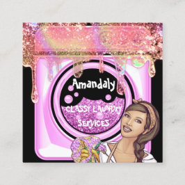 Tvätt Tvättar QR-kod för Städning tjänst, svart Fyrkantigt Visitkort