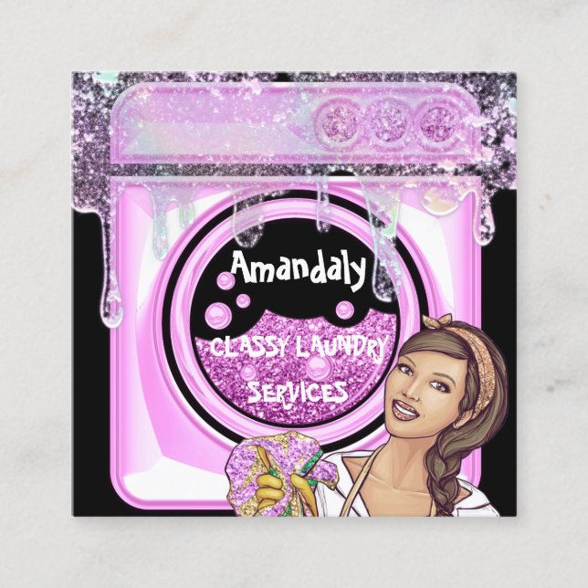 Tvätt Tvättar Städning QR-kodsoap för QR-tjänster Fyrkantigt Visitkort (Framsida)