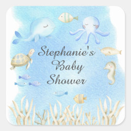 Tvätt under Sea Boys Baby Shower-favoriten Fyrkantigt Klistermärke