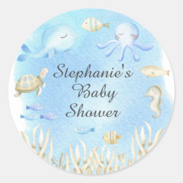 Tvätt under Sea Boys Baby Shower-favoriten Runt Klistermärke