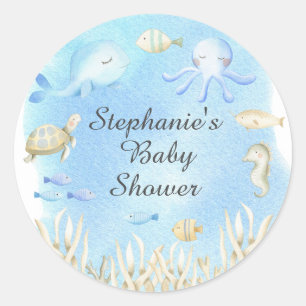 Tvätt under Sea Boys Baby Shower-favoriten Runt Klistermärke