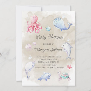 Tvätt under Sea Watercolor Baby Shower