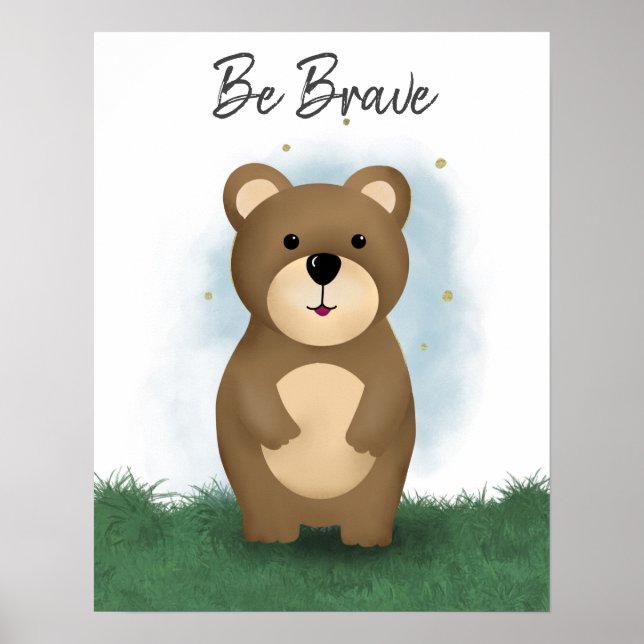 Tvätt vara Modigt Bear Kön Neutral Poster (Framsidan)