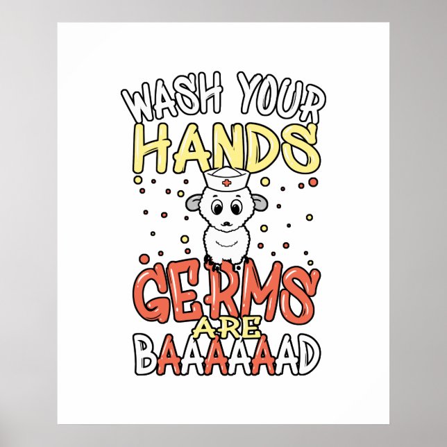 Tvätta att dina Händer-guppar är dåliga skolsjuksk Poster (Framsidan)