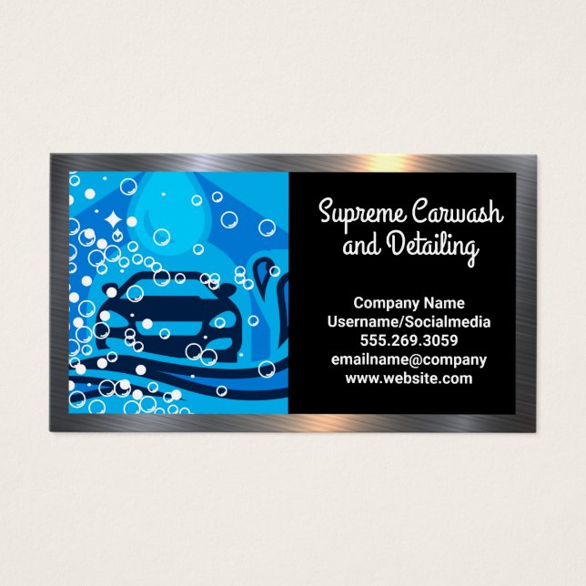 Tvätta automatiskt Städning | Soap Bubbles Visitkort (Framsidan)