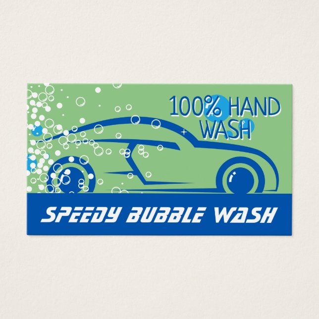 Tvätta bil | Soap Bubbles | Bilgrafik Visitkort (Framsidan)