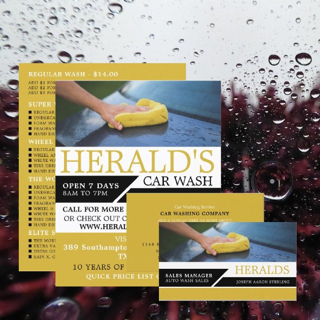 Tvätta bil, Tvätta automatiskt, Städning servicere Flygblad (Skapare uppladdad)