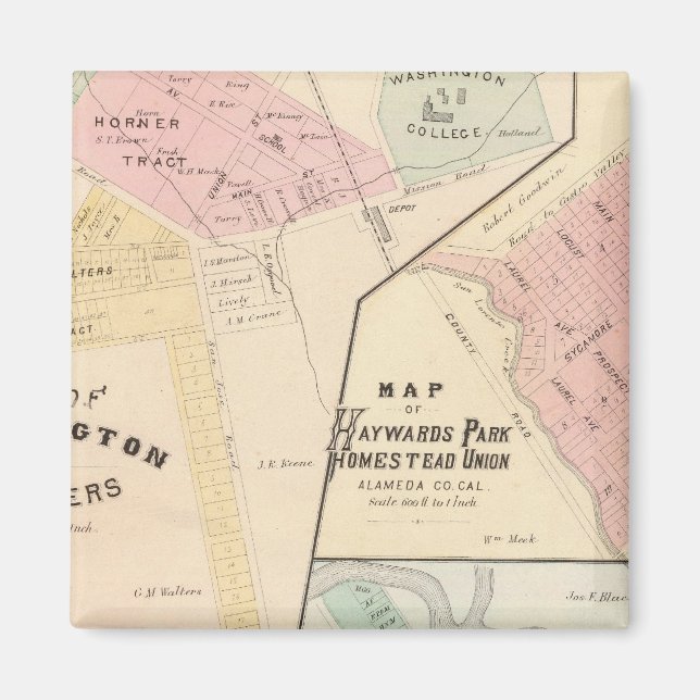 Tvätta Corners, Haywards Park, Niles, Pleasanton Magnet (Framsidan)