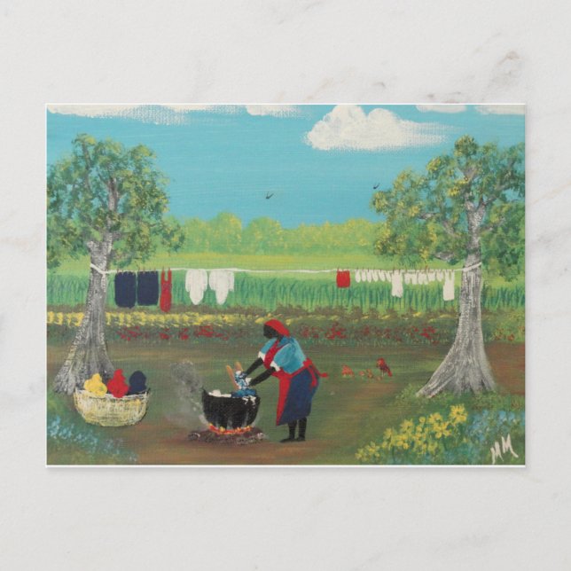 Tvätta dag på femtiotalet vykort (Framsida)