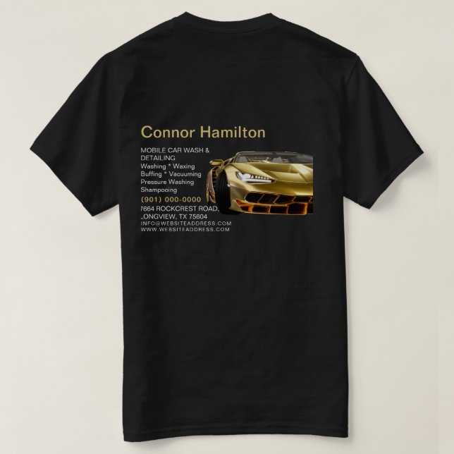 Tvätta detaljtryck Tvättande av mobila bilars  T Shirt (Design baksida)