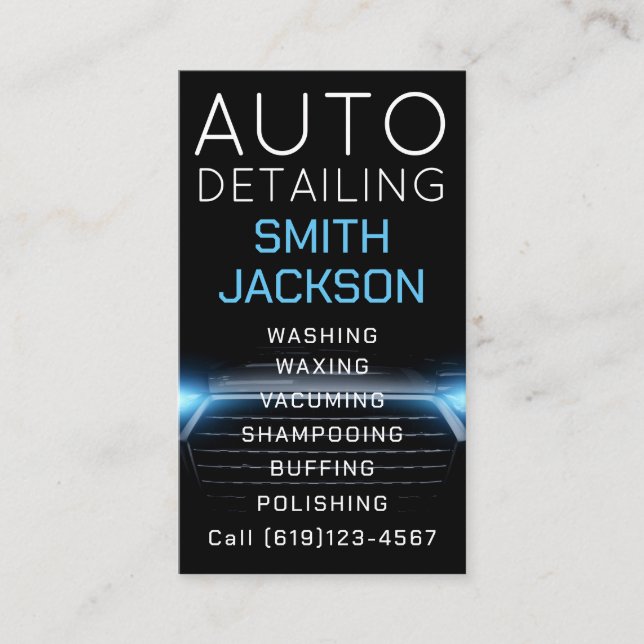 Tvätta detaljtryck Tvättande av mobila bilars  Visitkort (Framsida)