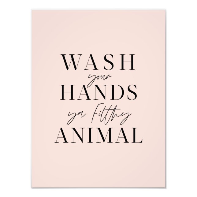 Tvätta ditt händer ya-filtdjur fototryck (Framsidan)
