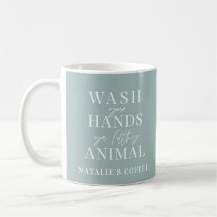 Tvätta ditt händer ya-filtdjur kaffemugg