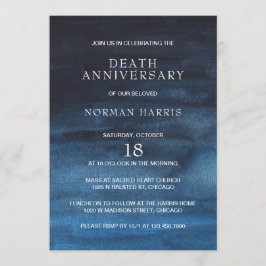 Tvätta Dödsårsdag för modern marin blåhavsfärg Inbjudningar