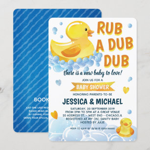 Tvätta en Dub Dub  Rubber Anka Baby Shower-inbjuda Inbjudningar
