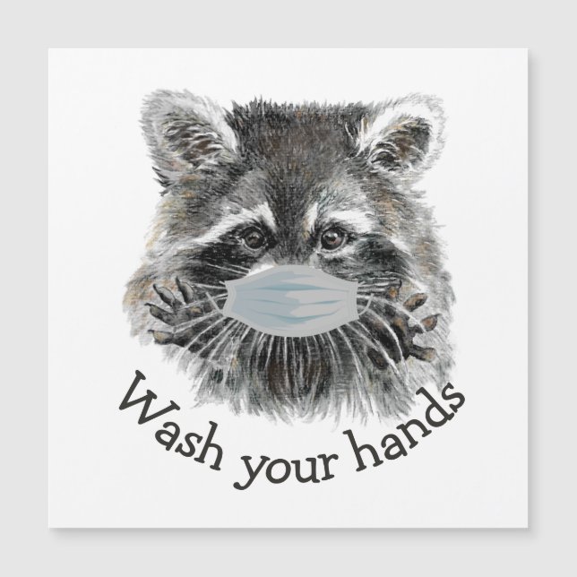 Tvätta Händer Covid Pandemic Cute Raccoon-citatet (Framsida)
