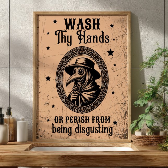 Tvätta Händer eller Perish Funny Bathroom Art Poster (Skapare uppladdad)
