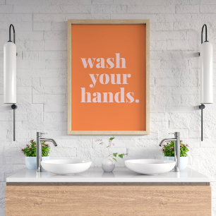 Tvätta Händer färgstark text - badande köks Poster