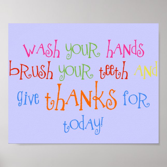 Tvätta Händer Ge tack Poster Bathroom Decor (Framsidan)