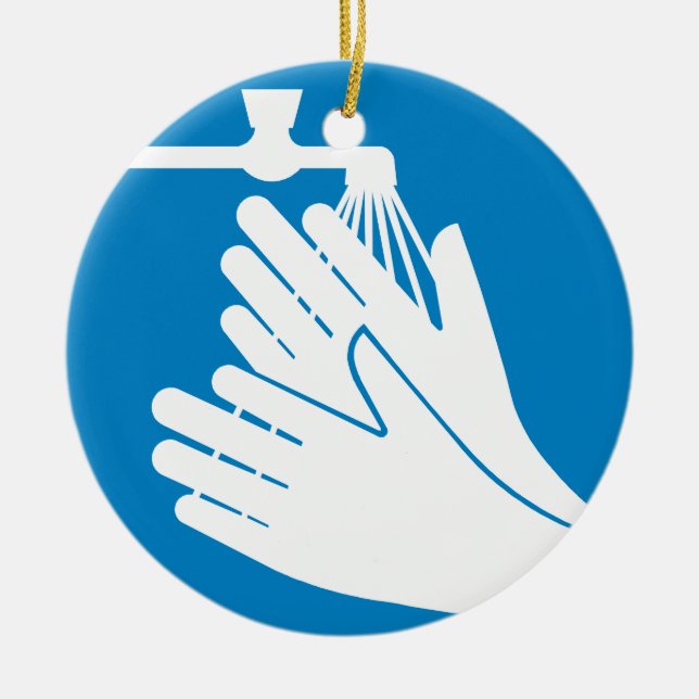 Tvätta Händer (Hälsa och säkerhet) (Hygien) Julgransprydnad Keramik (Framsidan)